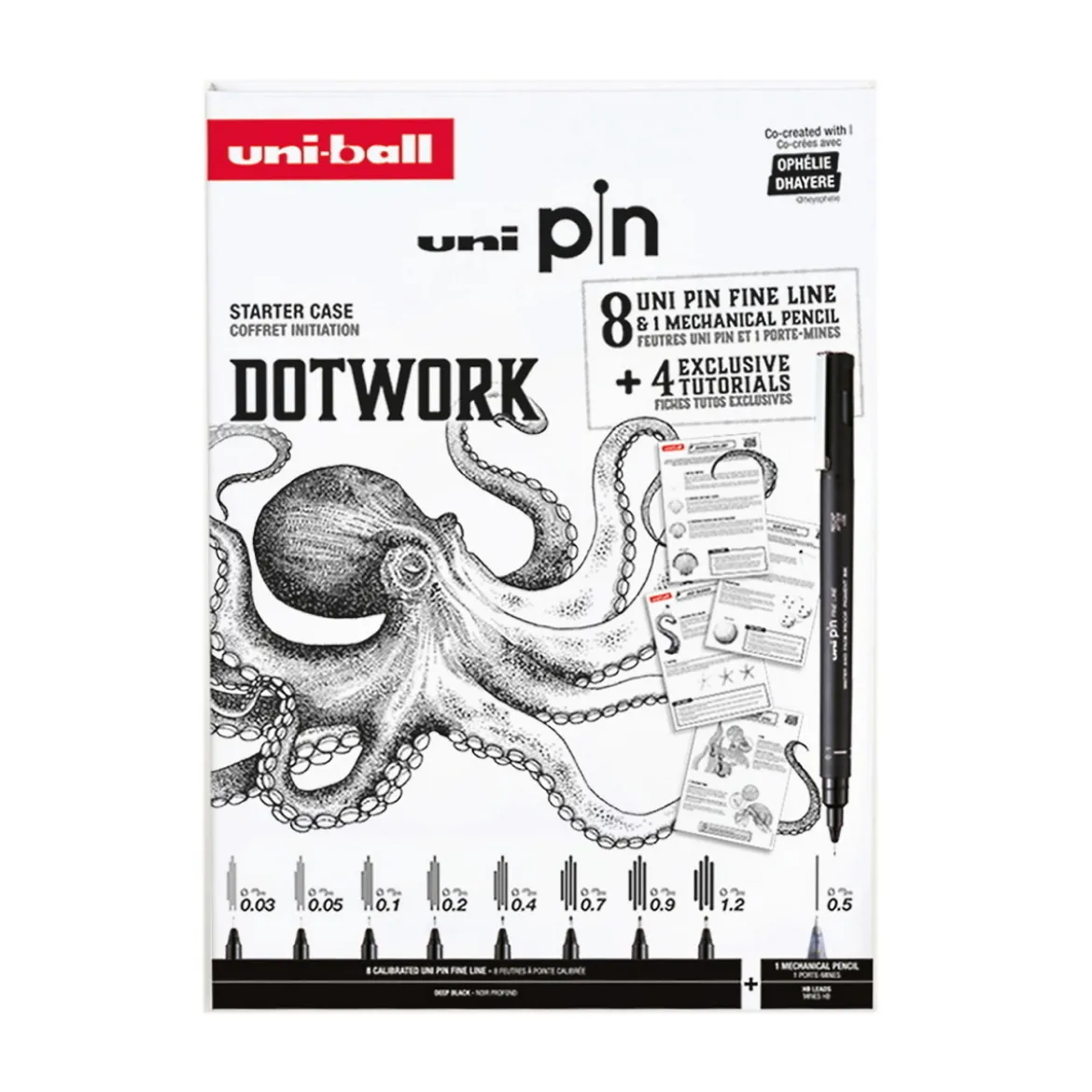 Uni Pin Fineliner Dotwork Starter Set – 8 fineliners og trykkblyant