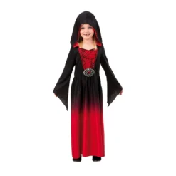 Vampyrkjole med hette, Halloween-kostyme, str. 122–134, for barn 7–9 år