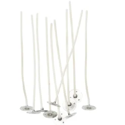 Vokset veke nr. 7 til lys av raps- / soyavoks, 10 stk. Med vekeholder. Lengde 10 cm