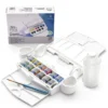 Winsor & Newton Cotman Field Travel Set, akvarellmaling i 12 halvkopper, etui, flaske og pensel