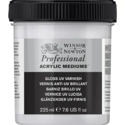 Winsor & Newton Gloss UV Varnish 225 ml, beskyttende ferniss mot sollys, støv og så videre.